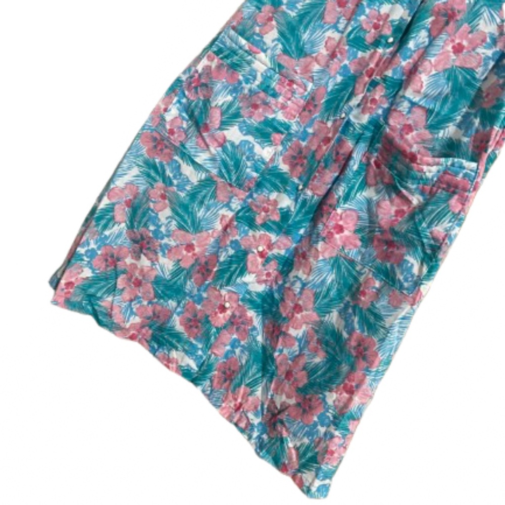 Vintage PinkK Women’s Pink and Green Multi Floral Print Duster Gown/Dress Sz-S/M - Picture 3 of 5